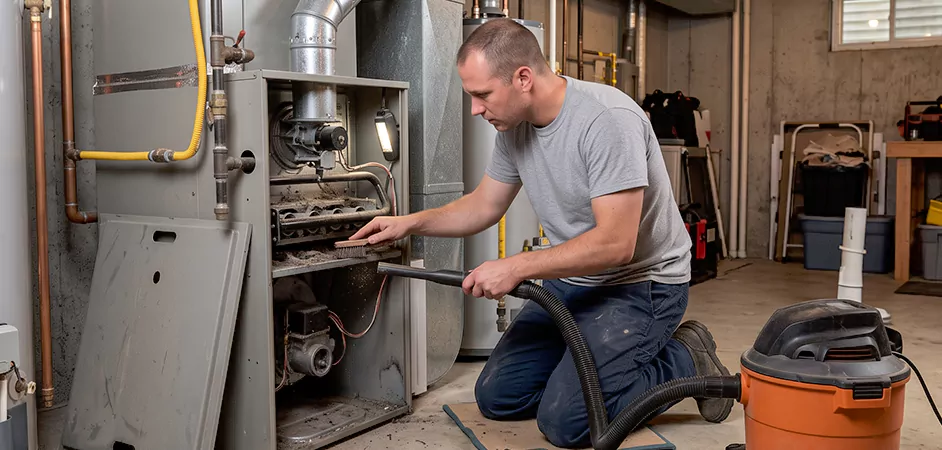 Burner and Heater Compartment Lint Removal in Greenbelt